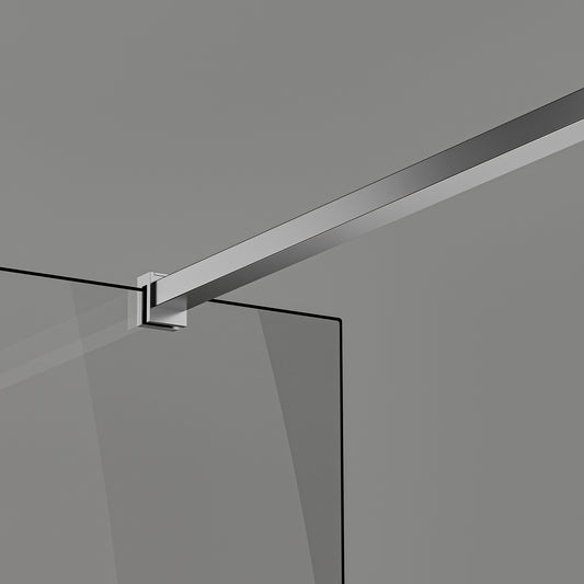 Paroi de douche en verre 8mm avec profilé et barre 90cm en aluminium chromé