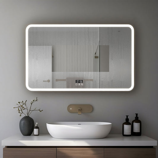 Miroir LED avec hauts parleurs Bluetooth intégrés pour salle de bain luminosité réglable