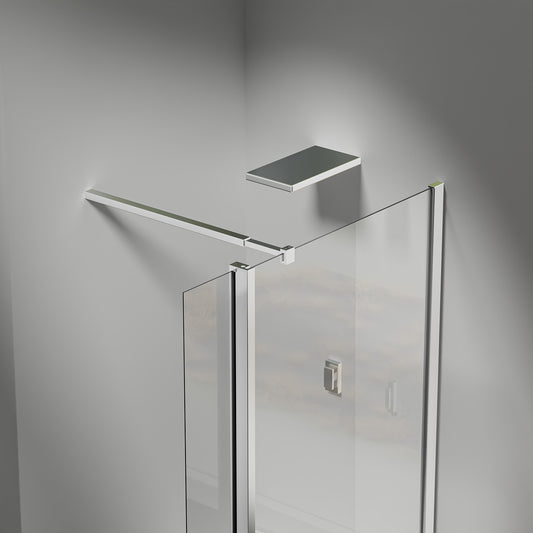 Paroi de douche avec volet pivotant - Barre de fixation extensible 73-120cm en Alu Chromé