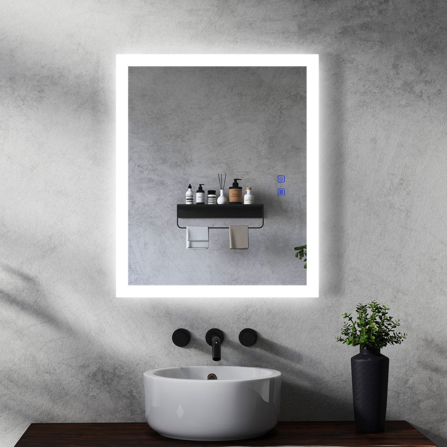 Miroir LED pour salle de bain Lumière réglable - pose verticale ou horizontale