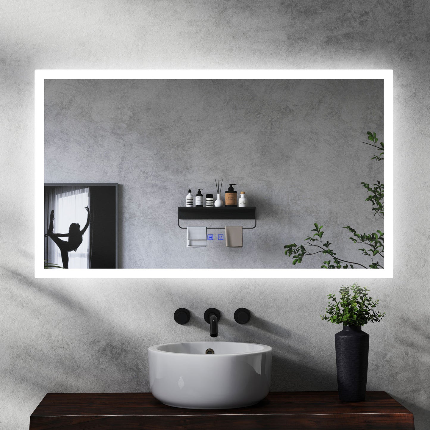 Miroir LED pour salle de bain Lumière réglable - pose verticale ou horizontale