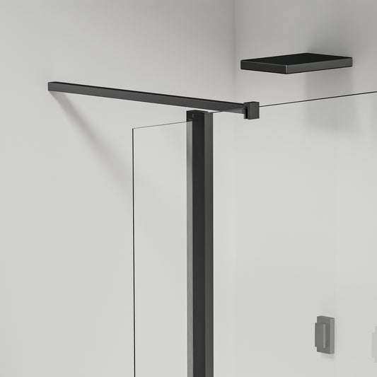 Paroi à l'italienne avec déflecteur - Barre de renfort 140cm recoupable en alu noir mat