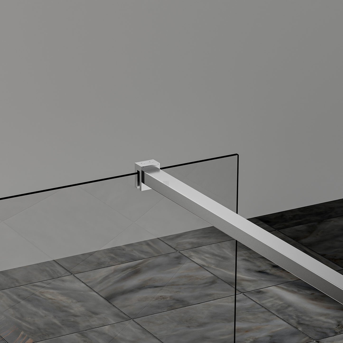 Paroi de douche en verre transparent avec barre 140cm en aluminium chromé