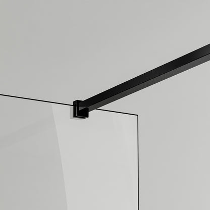 Paroi à l'italienne avec déflecteur - Barre de renfort 140cm recoupable en alu noir mat