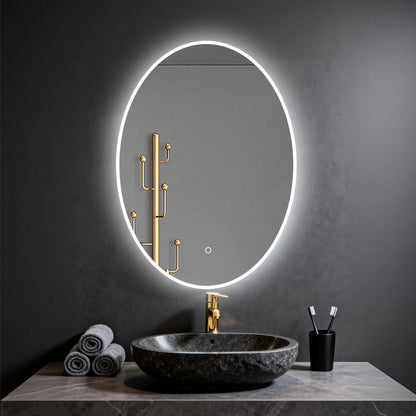 Miroir Oval avec éclairage LED pour salle de bain lumière réglable