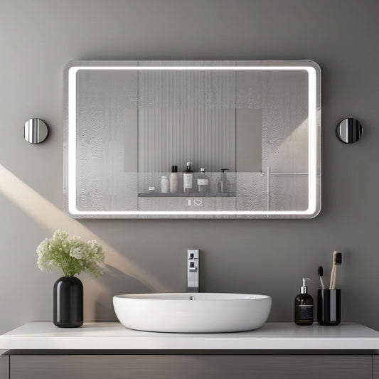 Miroir LED avec hauts parleurs Bluetooth intégrés pour salle de bain luminosité réglable