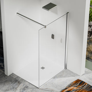 Paroi de douche en verre transparent avec barre 140cm en aluminium chromé