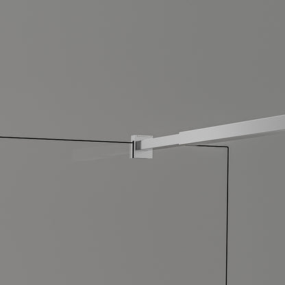 Paroi de douche Italienne avec profilé mural et barre de fixation extensible 73-120cm  en alu chromé