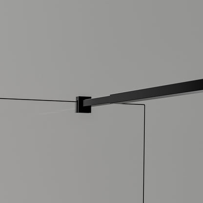 Paroi de douche Italienne avec profilé mural et barre de fixation extensible 73-120cm en alu noir mat