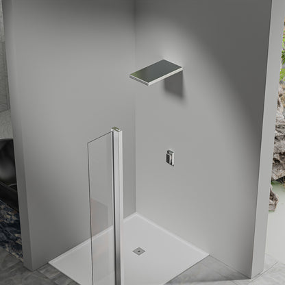 Déflecteur pour paroi de douche en verre securit et profilés chromés 30cm / 40cm / 50cm