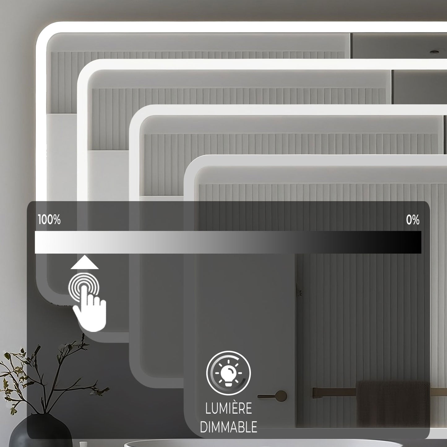 Miroir LED avec hauts parleurs Bluetooth intégrés pour salle de bain luminosité réglable