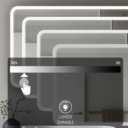 Miroir LED avec hauts parleurs Bluetooth intégrés pour salle de bain luminosité réglable