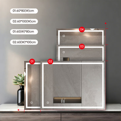 Miroir salle de bain LED 3 tons de couleur avec zone antibuée luminosité réglable