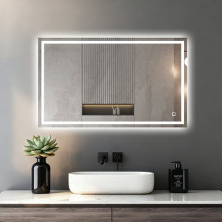 Miroir avec éclairage LED pour salle de bain anti-buée interrupteur tactile