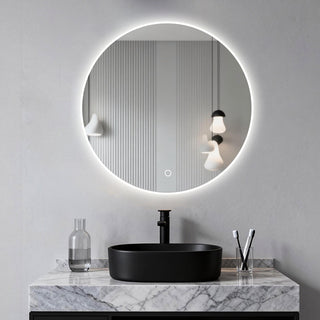 Miroir rond pour salle de bain avec lumière dimmable et 3 températures de couleur