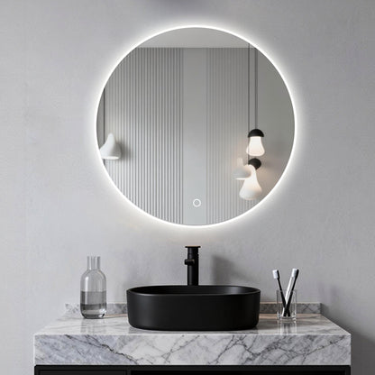 Miroir rond pour salle de bain avec lumière dimmable et 3 températures de couleur