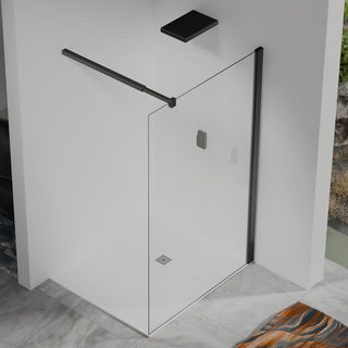 Paroi de douche Italienne avec profilé mural et barre de fixation extensible 73-120cm en alu noir mat