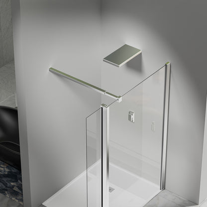 Paroi de douche avec volet pivotant - Barre de fixation extensible 73-120cm en Alu Chromé