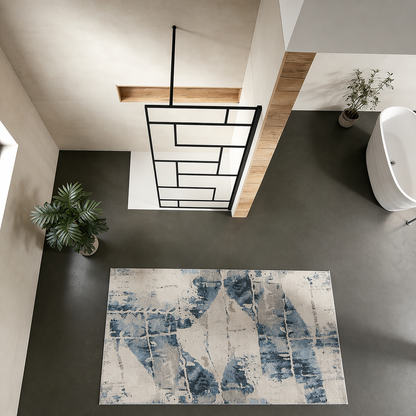 Paroi de douche à sérigraphie moderne avec barre de fixation 90 cm en alu noir