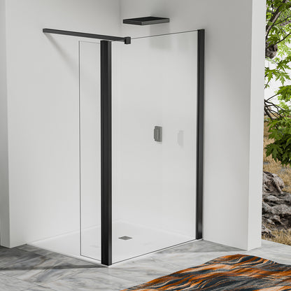 Paroi à l'italienne avec déflecteur - Barre de renfort 140cm recoupable en alu noir mat