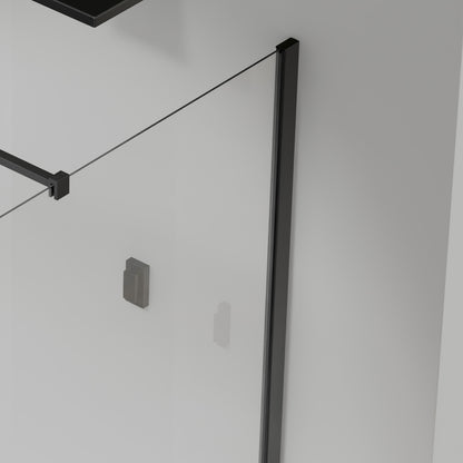 Paroi de douche Italienne avec profilé mural et barre de fixation extensible 73-120cm en alu noir mat