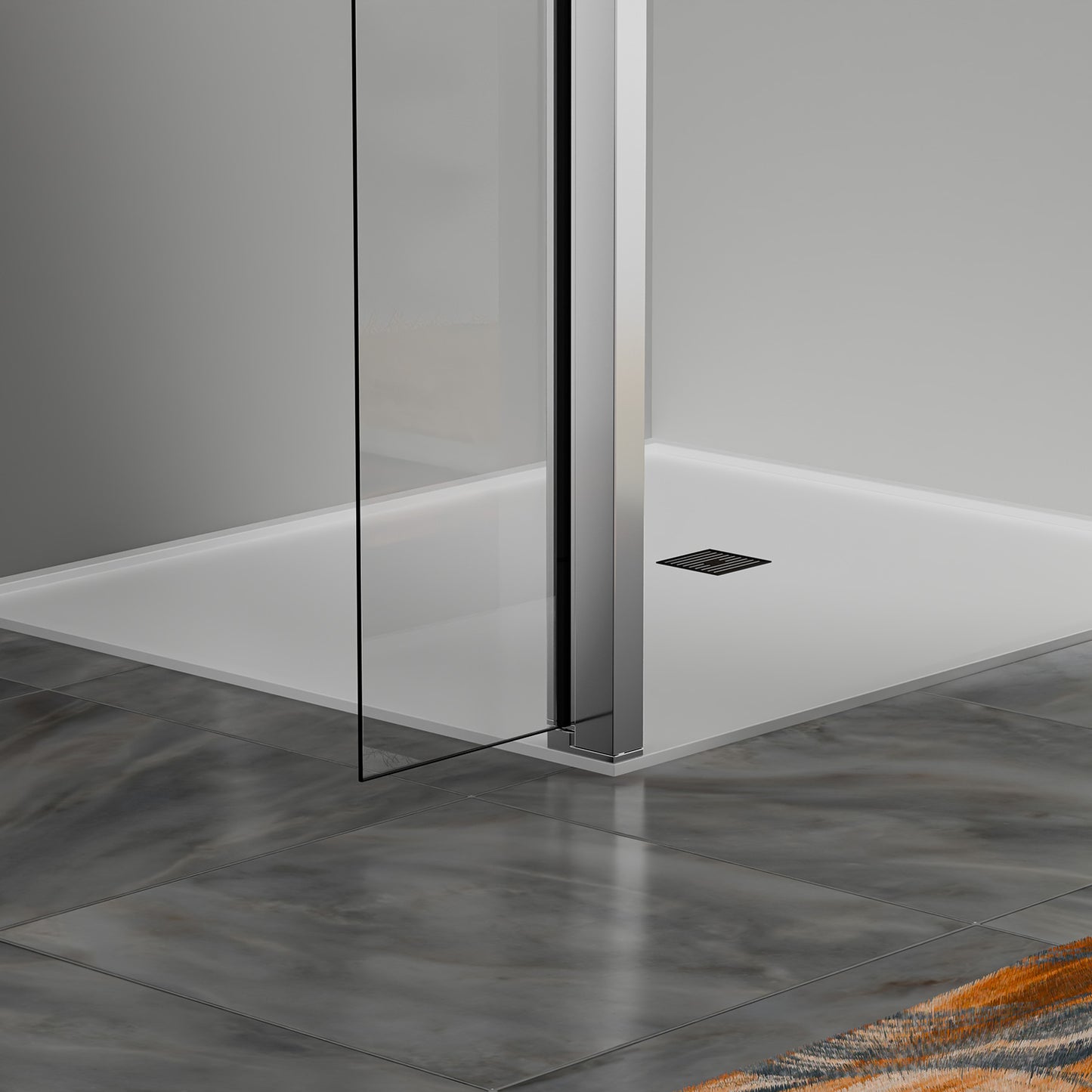 Déflecteur pour paroi de douche en verre securit et profilés chromés 30cm / 40cm / 50cm