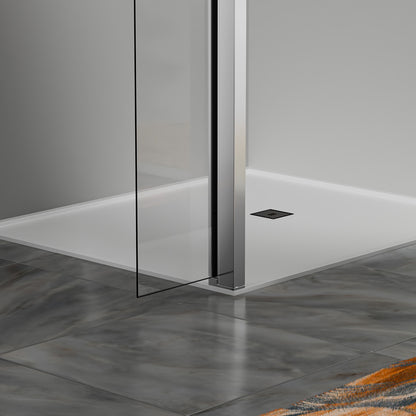 Déflecteur pour paroi de douche en verre securit et profilés chromés 30cm / 40cm / 50cm