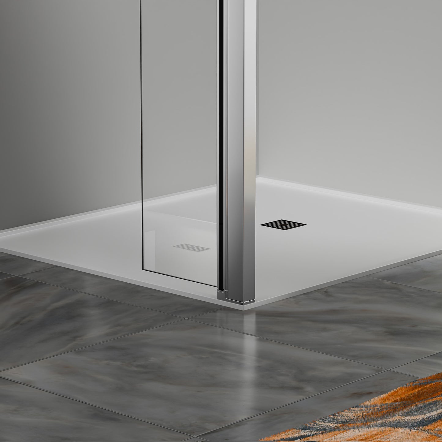 Déflecteur pour paroi de douche en verre securit et profilés chromés 30cm / 40cm / 50cm