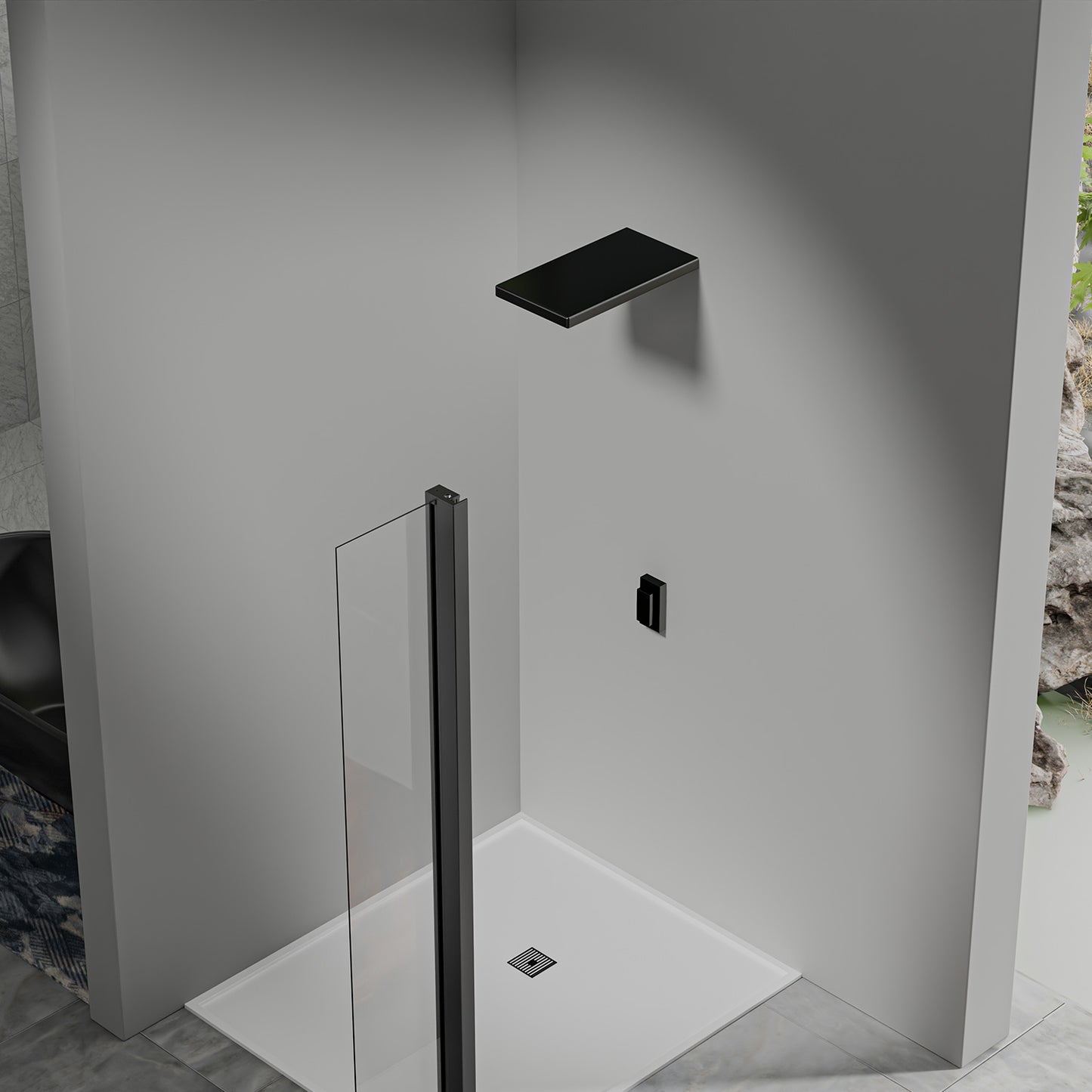 Retour pivotant seul en noir mat Largeur 30cm / 40cm / 50cm