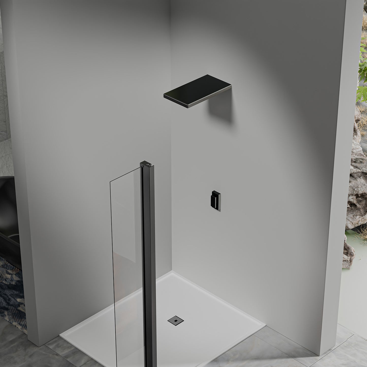 Retour pivotant seul en noir mat Largeur 30cm / 40cm / 50cm