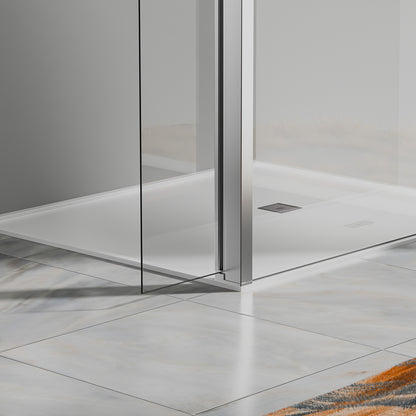 Paroi de douche avec volet pivotant - Barre de fixation extensible 73-120cm en Alu Chromé