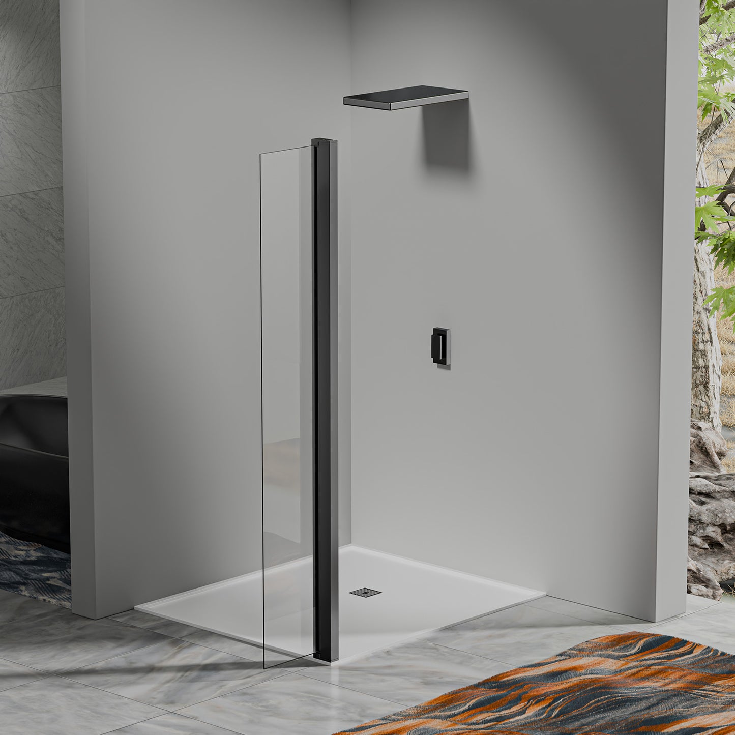 Retour pivotant seul en noir mat Largeur 30cm / 40cm / 50cm