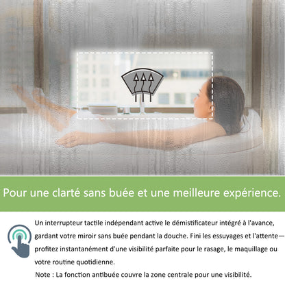 Miroir salle de bain installation réversible - température de lumière réglable